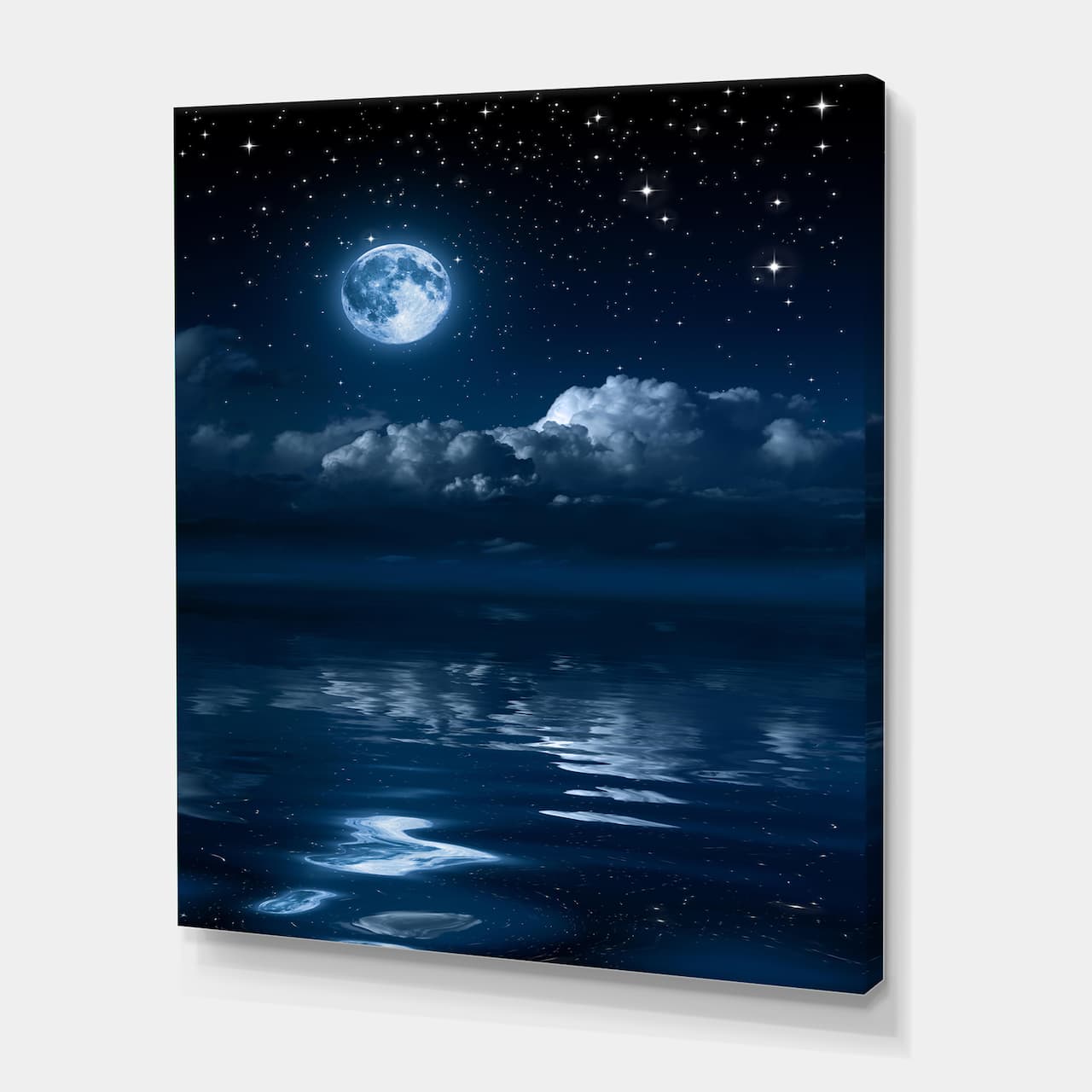 Designart - Full Moon in Cloudy Night Sky I - Nautical & Coastal Canvas Wall Art Print